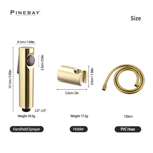 PINEBAY, хорошая цена, набор ручных распылителя для биде из матового золота, для ванной комнаты, пластиковый настенный душ, для женщин - Product Image 5