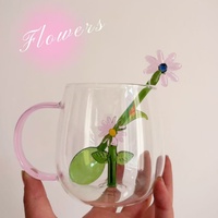 Cuillère à dessert en verre Lelyi Creative Cute Flower, résistante à la chaleur, écologique, au design simple et moderne, disponible en plusieurs couleurs