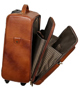 Sac à roulettes en cuir PU, sac de <span class=keywords><strong>cabine</strong></span> d'aéroport, <span class=keywords><strong>bagage</strong></span> de week-end avec roues, cadeau pour lui, <span class=keywords><strong>bagage</strong></span> touristique - Product Image 2