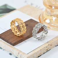 Bague chaîne minimaliste haut de gamme plaquée or 18 carats, hypoallergénique, avec cercles entrelacés, accessoire de mode, Anillos De Oro