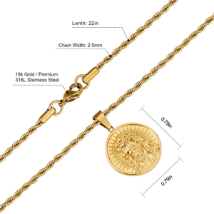 Perhiasan Pria cantik singa antik ST. CHRISTOPHER kompas anak-anak perhiasan mode kuno penjualan laris liontin koin Yesus Romawi - Product Image 2
