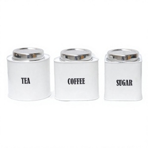 Frascos y botes herméticos, contenedor de té, café, azúcar, cajas baratas, embalaje de alimentos de Metal decorativo, Juego de contenedores de 3 Uds de Metal - Product Image 1