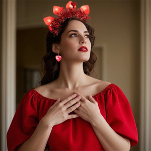 Venta superior Día de San Valentín Corazón Diademas Tocado intermitente Glow Wedding Headwear Photo Props Holiday Party Favor Decor - Product Image 6