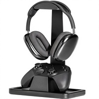 Support pour casque et manette en bois massif naturel UPERGO VD-4B pour bureaux de jeu - Peut accueillir 1 casque/1 manette PS5/Xbox/Switch