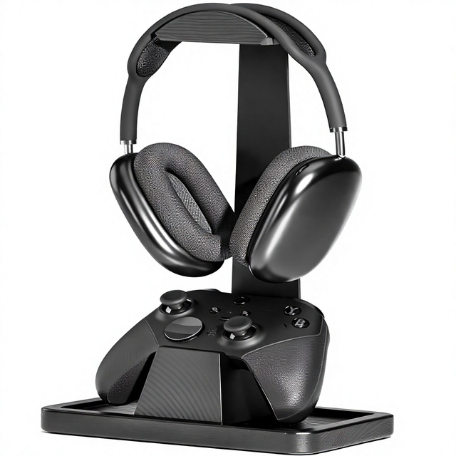 UPERGO VD-4B Natural Solid Wood Headphone Stand Controller Holder for Gaming Desks-Holds 1 Headset/Controller PS5/Xbox/Switch
