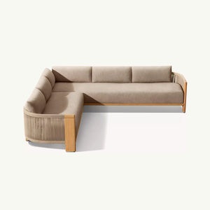 طقم أريكة حديقة من خشب الساج والحبال، أثاث خارجي على شكل حرف L للفنادق والاستخدام الخارجي - Product Image 5