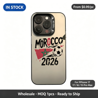 Coque de téléphone antichoc en TPU mat avec motif drapeau de football du Maroc MSH0926041206 pour iPhone 17 16 15 14 13 Pro Max