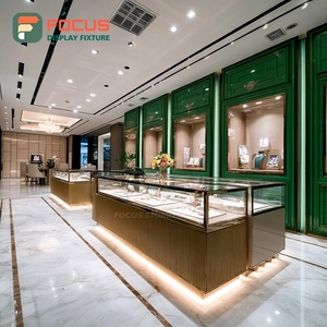 Luxury Commercial Retail Jewelry Display Counter Wood <b>Frame</b> Jewelry Shop Glass Showcase - Product Image 6