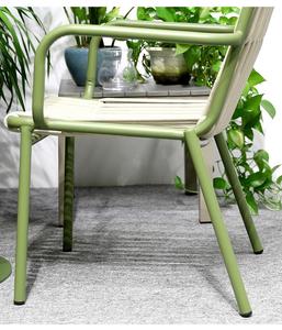 Chaise de jardin moderne en aluminium vert avec corde à séchage rapide et durable pour les repas en plein air, les parcs, les cours et les fermes. - Product Image 3