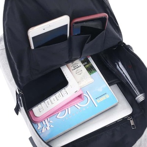 Sac à dos Oxford unisexe 20-37L, motif géométrique, design minimaliste, fermeture éclair, poignée souple, léger, port USB - Product Image 6