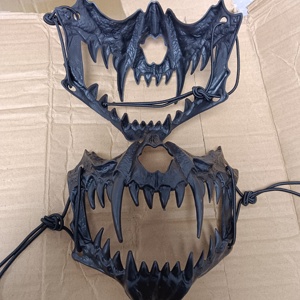 Hot Sale Halloween Skull Half Face <strong>Mask</strong> <strong>Scary</strong> Tiger Tooth Halloween Cosplay <strong>Masks</strong> Handmade <strong>Scary</strong> <strong>Masks</strong> - Product Image 2
