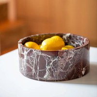 Natürliche Steinmarmor-Schale in Lila mit Rundem Landschaftsmuster, Obstschale & Haustiernapf mit Griff, Modernes Design für Ramadan, Hochzeit und Heimdekoration