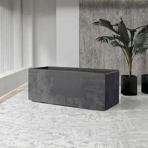 Jardinière rectangulaire moderne en plastique pour extérieur, pot de fleurs au design minimaliste, noir - Product Image 2