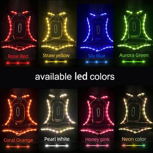 カスタムプリントパッケージデザイナー調節可能な充電式ライトアップ犬の胸のハーネス夜屋外安全反射<span class=keywords><strong>LED</strong></span>犬のベスト - Product Image 2
