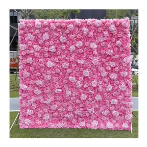 L06765 Заводская дешевая цена декоративный Свадебный Декор 3d белый розовый искусственный шелк рулон цветок настенный фон
