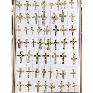 Pendentif <span class=keywords><strong>Croix</strong></span>/Chapelet Jésus en CZ <span class=keywords><strong>de</strong></span> couleur tendance CH-LHP2378, plaqué or, pendentif religieux en cuivre, pendentif <span class=keywords><strong>croix</strong></span> en CZ, vente en gros - Product Image 2