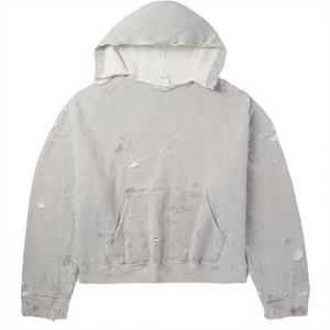 Sudadera con Capucha de Algodón Francés de Estilo Vintage, Casual, con Hombros Caídos, Corte Holgado, Acabado Desgastado, Textura Jersey, para Primavera, Personalizable OEM - Product Image 4