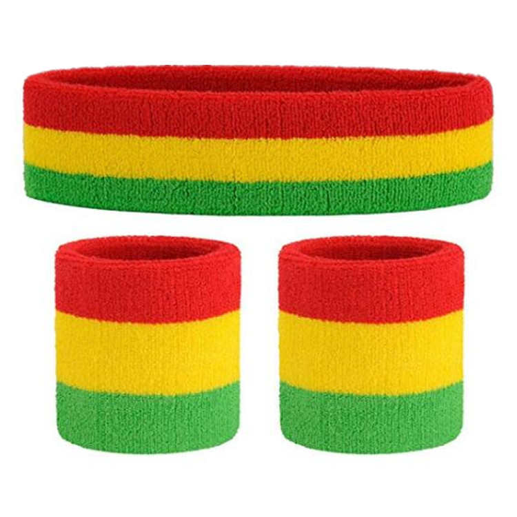 Natudon pulseira listrada para esportes, arco-íris, pulseira de pulso, terry, exercício atlético, basquete, pulseira de pulso