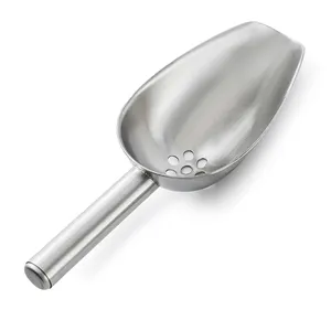 Stainless Steel Ice Scooper Porous Colander Home Bar And Party Ice Scoop With Hole Stainless Steel Ice Digging With Hole