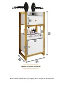 Station de coiffure avec miroir en bois, armoire de rangement durable avec support pour outils de coloration et sèche-cheveux pour salon de beauté