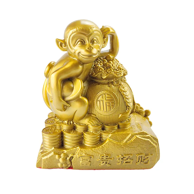 2024 wholesale price copper statue products home fengshui home decor metal golden brass zodiac monkey ornaments bronze statue