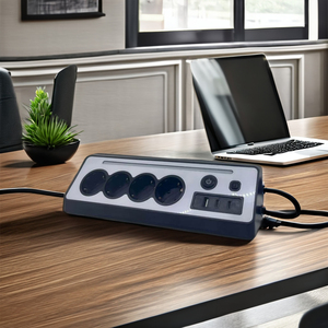 ปลั๊กไฟ 4 ช่อง พร้อมสายต่อพ่วง ปลั๊กพ่วงแบบทาวเวอร์ 3 ช่อง USB ป้องกันไฟกระชาก พร้อมระบบป้องกันไฟเกิน 17w - Product Image 1