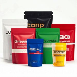 Matte Black Stand up Pouch/Zip <b>Lock</b> Mylar Food Storage Bags with Gravure Printing Biodegradable Custom Colors - Product Image 5