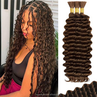 Vente en gros tresses Boho Curl en vrac cheveux humains pour le tressage sans trame vague profonde brut en vrac Boho cheveux humains tressage extension de cheveux