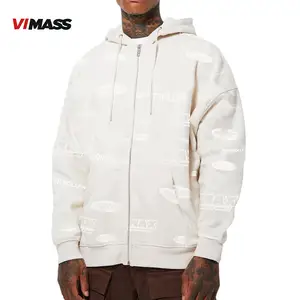 430gsm OEM nhà máy người đàn ông của Puff in Zip Up hoodie biểu tượng tùy chỉnh Heavyweight 3D Puff in ấn Zip Up hoodie cho chất lượng cao