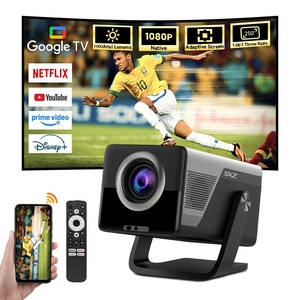 Projecteur à courte focale officiel Google-TV autorisé, système autofocus, correction trapézoïdale, résolution native 1080p, visionnement en plein jour, sans fil, WiFi 6 - Product Image 1