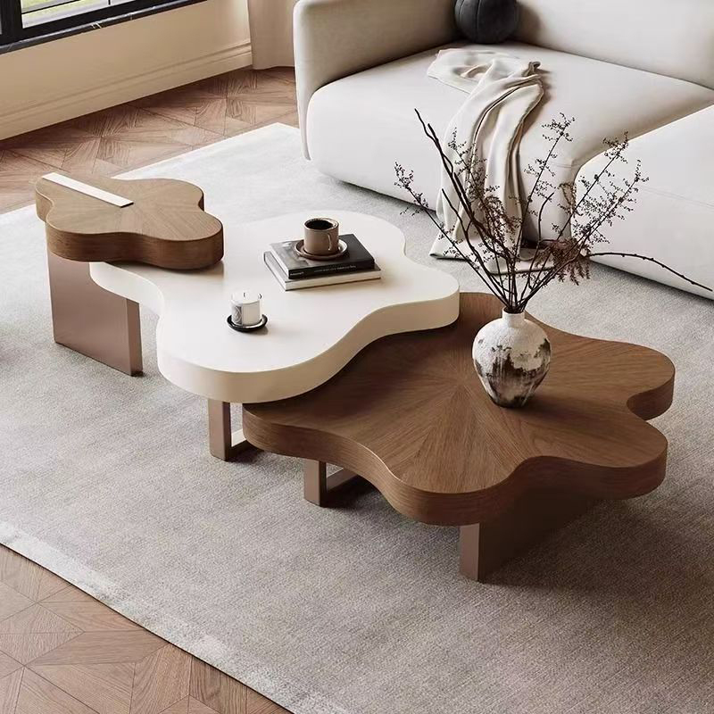 Modern Italian Style Irregular Coffee Table – Luxury Small Wooden Living Room Table for Contemporary Home Décor