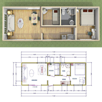 Conteneur mobile habitable, petite maison préfabriquée à vendre avec douche, structure d'urgence, maison préfabriquée modulaire sur roues