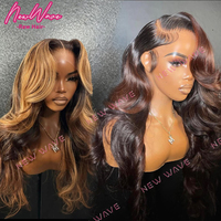 Peluca de Cabello Virgen Indio con Frente de Encaje Transparente HD 13X4 sin Pegamento, Ondulado, Rojizo, para Mujeres Negras