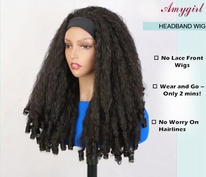 Perruques Afro Bouclées Crépues pour Femmes Noires, <span class=keywords><strong>Longue</strong></span> <span class=keywords><strong>Perruque</strong></span> Bandeau Synthétique Classique, Cheveux Ondulés Bouclés Printaniers Volumineux, Perruques Sans Colle - Product Image 3