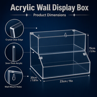 Boîte de présentation murale en acrylique transparente à 2 niveaux avec couvercle rabattable, gain de place, idéale pour miniatures, cosmétiques et objets de collection – Vente directe usine
