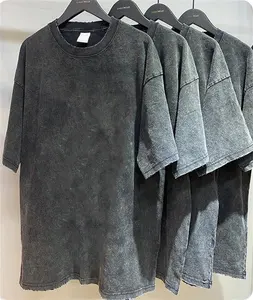 DTG Printing Mens Acid Wash T-Shirt Streetwear Surdimensionné Stone Washed Hip Hop 100% Cotton Tshirts Custom Graphic Vintage T Shirt