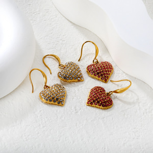 ต่างหูรูปหัวใจ สแตนเลสสตีล ชุบทอง 18k ประดับไมโครอินเซิร์ต เครื่องประดับสำหรับงานปาร์ตี้ ต่างหูแฟชั่นสำหรับผู้หญิง - Product Image 1