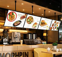 Boîtes lumineuses publicitaires LED à cadre noir suspendues avec panneaux d'affichage de menu modulaires pour restaurants, cafés, vente en gros