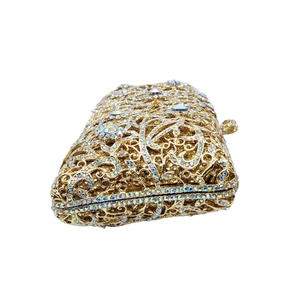 Women Floral Butterfly Crystal Evening Bag Chic Rhinestones <b>Clutch</b> Purse <b>Wedding</b> Guest Handbag with Removable Chain - Product Image 5