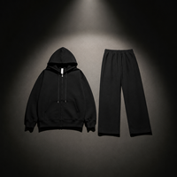 Sweat à capuche en molleton de coton épais 400-450 g/m² double couche pour homme, col montant, vierge