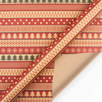 Nouveau style design personnalisé papier d'emballage cadeau de noël dessin animé rétro jaune bricolage papier kraft réutilisable