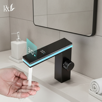 Robinet de salle de bain en laiton avec affichage numérique LED et lumière d'ambiance, mitigeur monotrou eau chaude et froide pour lavabo, qualité hôtelière, projet OEM