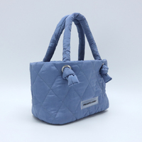 Tas Tote Quilted OEM, Tas Tangan Quilted Berlogo Kustom dengan Pegangan Simpul, Tas Keranjang Mini Lucu untuk Wanita, Grosir