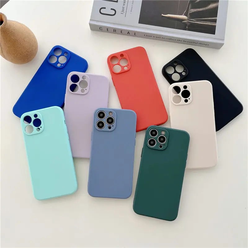 IPhone用の新しい人気のTPU電話ケース15 14 13 12 Mini 11 X XS Pro Max XR 8 7 6 Plus Candy Colors Cases Camera Protection
