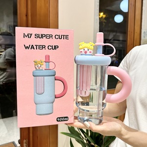 Water Large Capacity <b>Plastic</b> Water <b>Cup</b> With Straw Tea Compartment For Child Travel Office Sports Use - Product Image 4