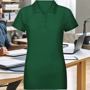 เสื้อโปโลผู้หญิงสีน้ำตาล ผ้าฝ้าย 100% ระบายอากาศได้ดี แขนสั้น ถักแบบ Pique  คอปก  รับสกรีนโลโก้  เสื้อลำลองสไตล์สปอร์ต - Product Image 2