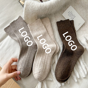Chaussettes mi-<span class=keywords><strong>mollet</strong></span> en tricot uni <span class=keywords><strong>pour</strong></span> femmes, chaussettes d'hiver à bord côtelé <span class=keywords><strong>large</strong></span>, chaussettes décontractées et amples <span class=keywords><strong>pour</strong></span> femmes - Product Image 1
