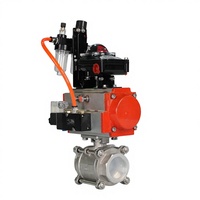 Vanne à bille trois pièces à filetage femelle en acier inoxydable SS304 SS316L avec actionneur pneumatique en aluminium pour l'eau OEM