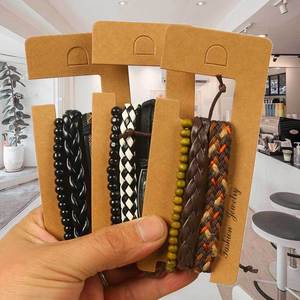 Fashion Beaded <b>Bracelet</b> <b>Set</b> Multilayer Braided Geometric Design Unisex Jewelry DIY Street Style Accessory - Product Image 1