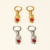 Boucles d'oreilles en acier inoxydable plaqué or Dreamidea Bijoux de charme délicats avec accent de cristal rouge